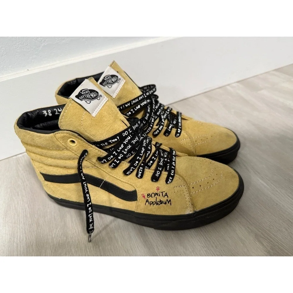 Vans Sk8 Hi Yellow Suede Mens Shoes Custom Artwork Bonita Applebum Size 8